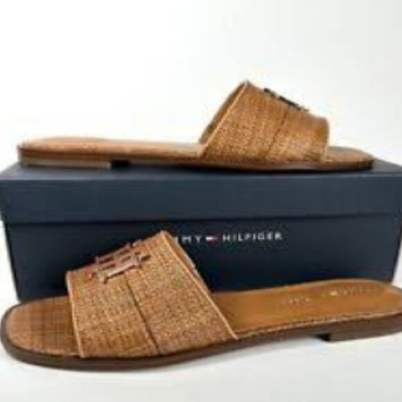 Tommy Hilfiger Leather Tanyh Logo Slide-on Womens🆕ships📦🏃🏻💨⚡ - Picture 1 of 15